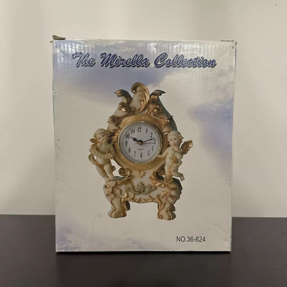 THE MIRELLA COLLECTION CHERUBS QUARTS MANTLE CLOCK